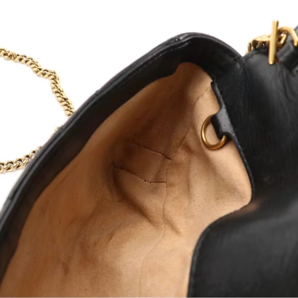 Mini Gucci Black Quilted Crossbody Bag with Gold Chain - Picture 6 of 7